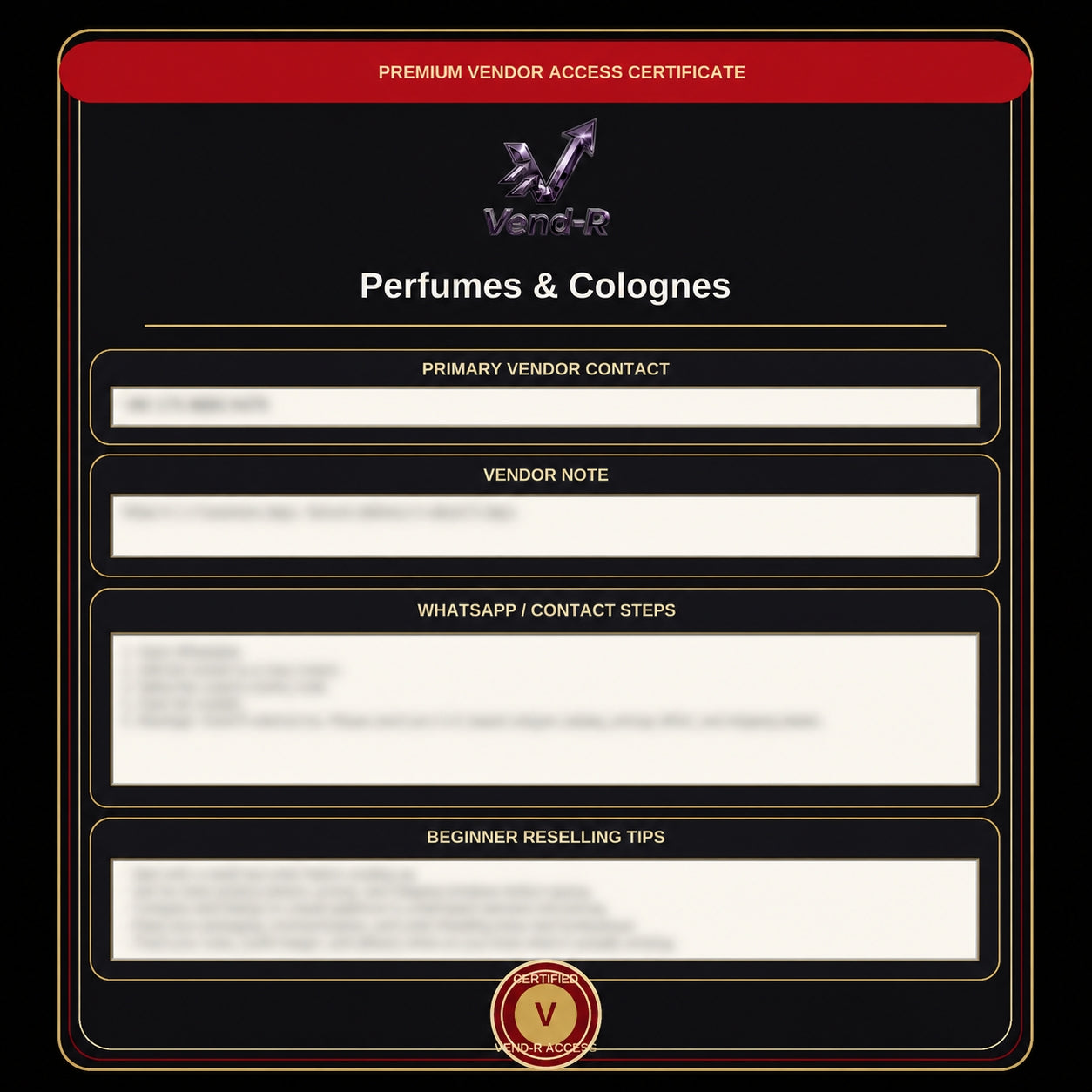 Parfum Supplier Contact Certificate